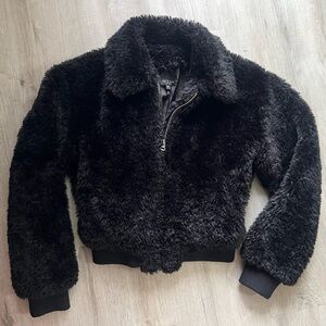 EUC Rag & Bone SOFT black faux fur NIKKI bomber jacket - sz small, Excellent!